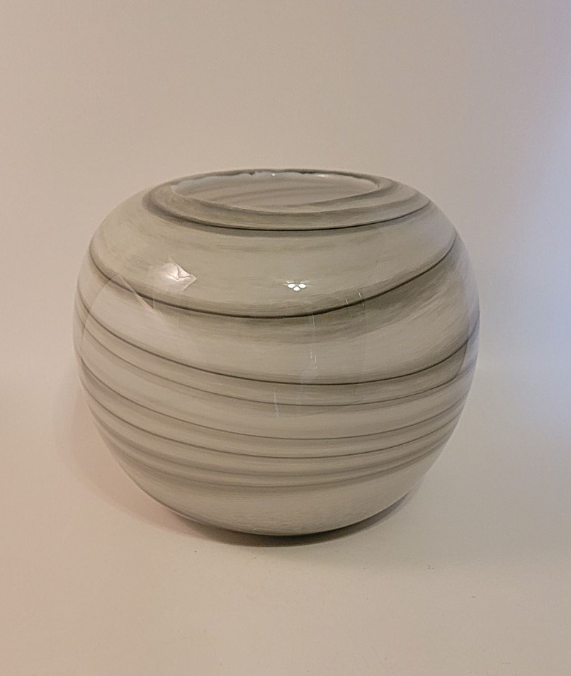 glass round bowl  white gray