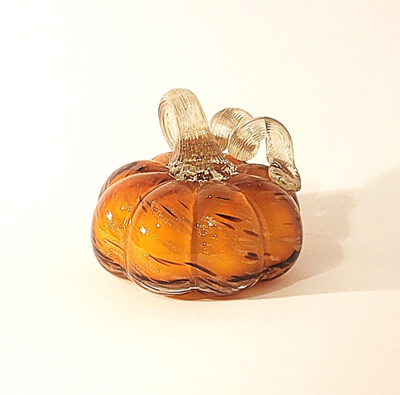 blown glass pumpkin orange small