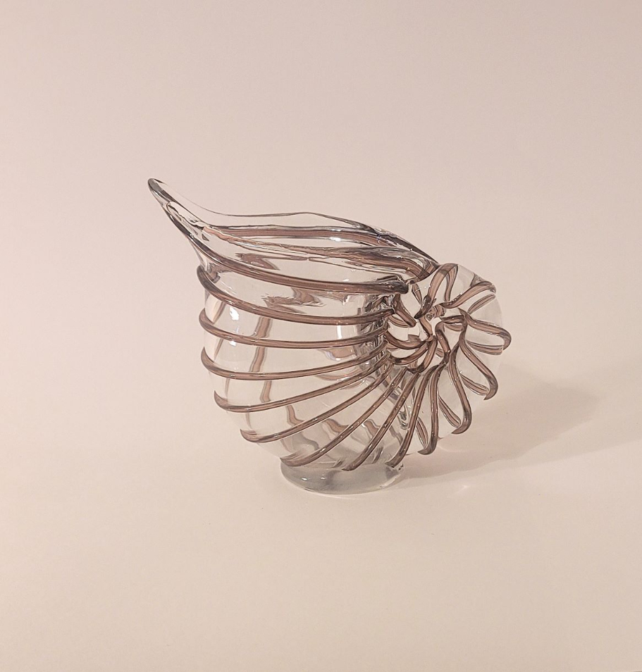 blown glass shell vase brown