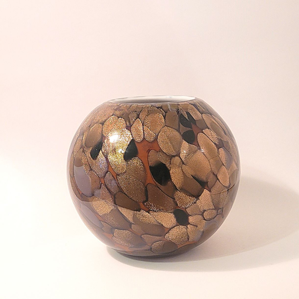 round glass bowl bronze