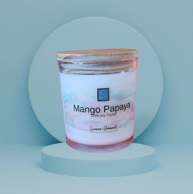 scented soy candle 10oz - mango papaya