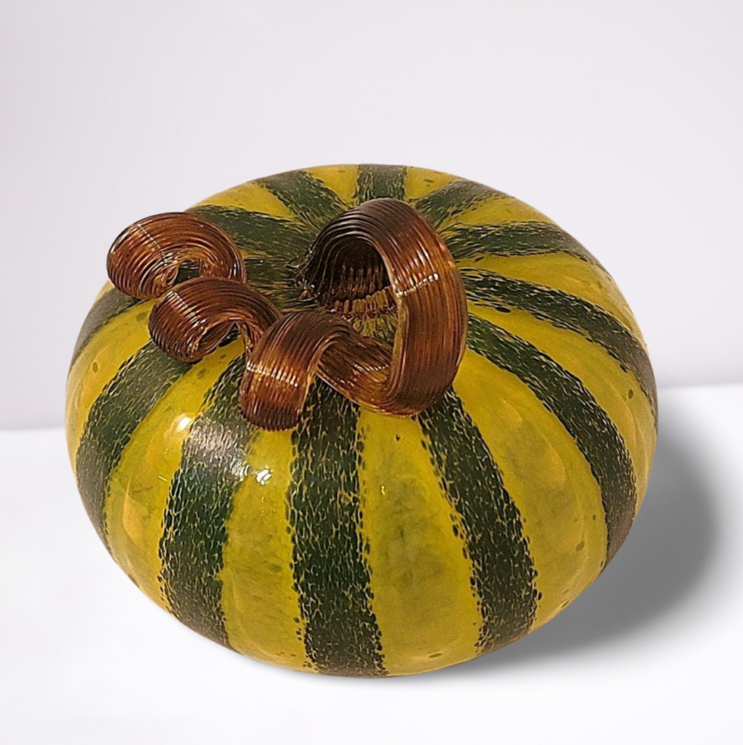 blown glass pumpkin  striped